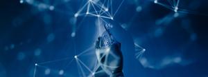 inteligencia artificial: mano robótica y puntos de conexión