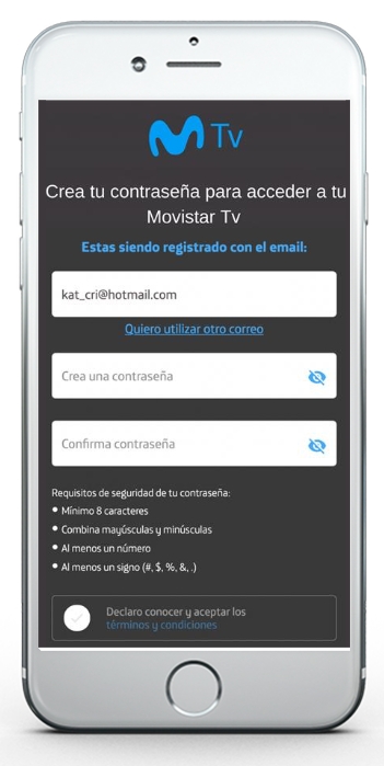 Imagen creación de cuenta Movistar Tv