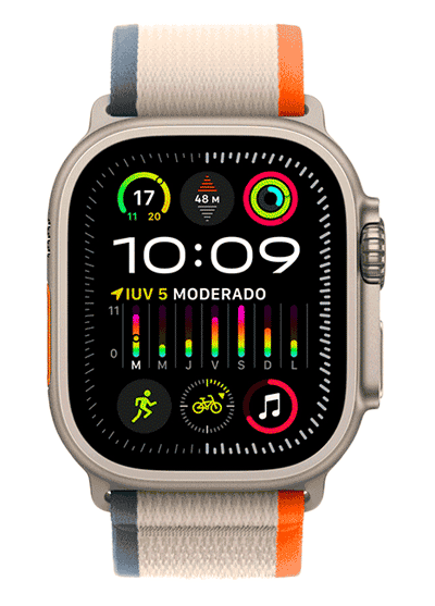 Apple Watch Ultra 2 (GPS + Cellular) - Caja de titanio de 49 mm - Correa Loop Trail naranja/beige - Talla M/L